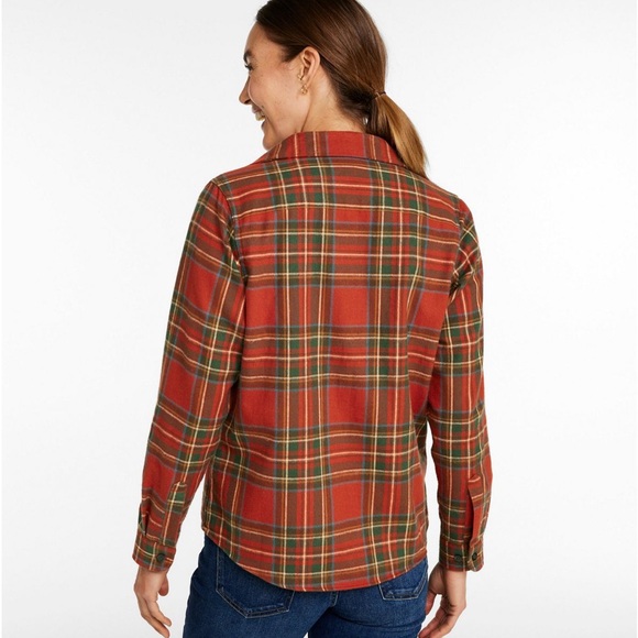 L.L. Bean Red Plaid Flannel Shirt, Sz Medium Tall - Picture 2 of 12